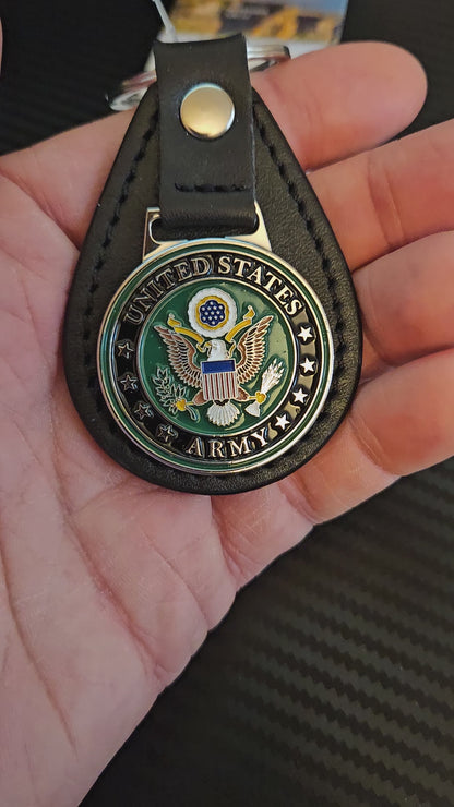 OODA United States Army Leather Key Chain - Black