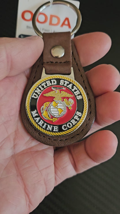 OODA United States Marine Corps Leather Key Chain - Brown